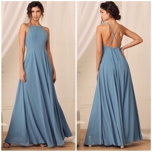 LULUS Mythical Kind of Love Slate Blue Maxi Dress size M